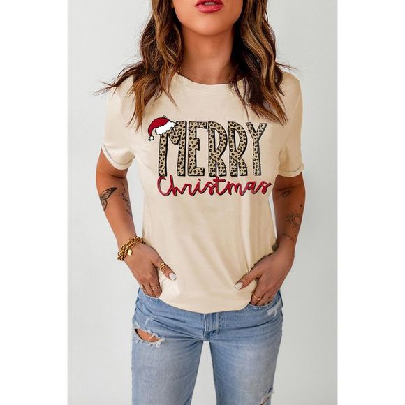 Azura Exchange  Khaki MERRY Christmas Crew Neck Graphic Tee - Picture 5 of 6